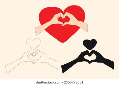 heart sign expressions using hand gestures, heart shapes with both hands