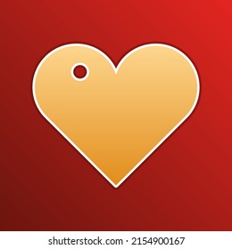 Heart sign. Golden gradient Icon with contours on redish Background. Illustration.