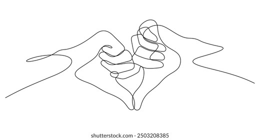 heart sign hand gesture one line drawing continuous line drawing