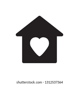 Heart sign, home, house icon in trendy flat style. Vector graphic illustration. Editable vector stroke. 32x32 pixel icon. EPS 10