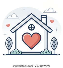 Heart sign in house icon, icon, love home symbol. vector illustration on white background