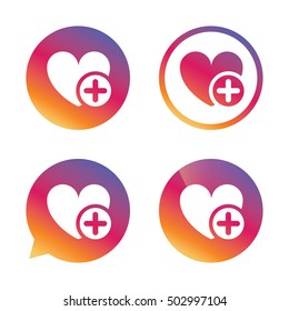 Heart sign icon. Add lover symbol.