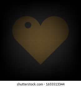 Heart sign. Icon as grid of small orange light bulb in darkness. Illustration.