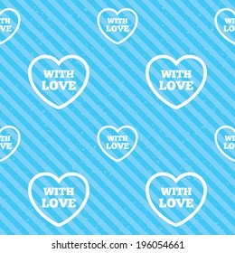 Heart sign icon. With Love symbol. Seamless diagonal lines texture. Blue grunge texture background. Vector