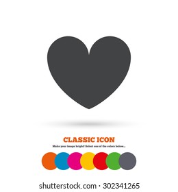 Heart sign icon. Love symbol. Classic flat icon. Colored circles. Vector