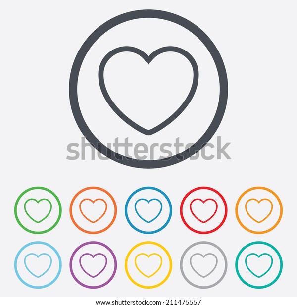 Download Heart Sign Icon Love Symbol Round Stock Vector (Royalty ...