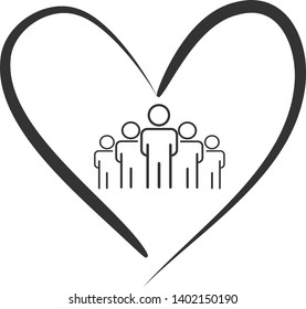 Heart sign icon. Present with people symbol.