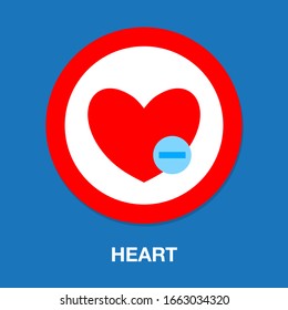 Icono de signo de corazón. Quitar símbolo de amante