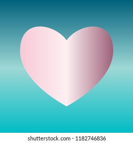 Heart sign illustration. Vector. Pink bronze gradient icon at turquoise gradient background.