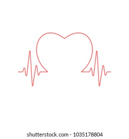 Heart sign inside pulse line isolated on white background