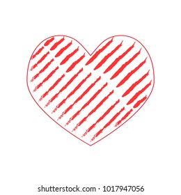 Heart sign. Isolated mark on white background. Symbol linked, join, love, passion and wedding. Template for t shirt, apparel, card, poster, valentine day. Design flat element. Vector illustration