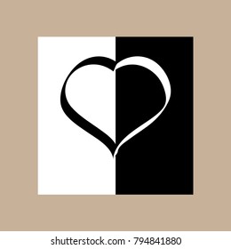 Heart sign. Isolated mark on white background. Symbol linked, join, love, passion and wedding. Template for t shirt, apparel, card, poster, valentine day. Design flat element. Vector illustration
