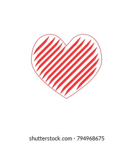 Heart sign. Isolated mark on white background. Symbol linked, join, love, passion and wedding. Template for t shirt, apparel, card, poster, valentine day. Design flat element. Vector illustration