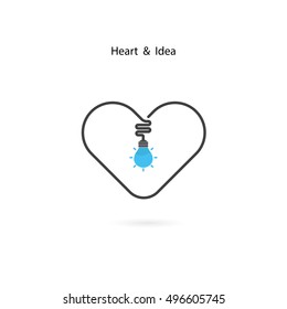 Heart sign and Light bulb idea concept.Light bulb icon with heart as inspiration.Vector illustration