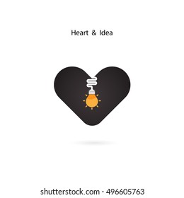 Heart sign and Light bulb idea concept.Light bulb icon with heart as inspiration.Vector illustration