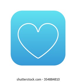 Heart sign line icon for web, mobile and infographics. Vector white icon on the blue gradient square with rounded corners isolated on white background.