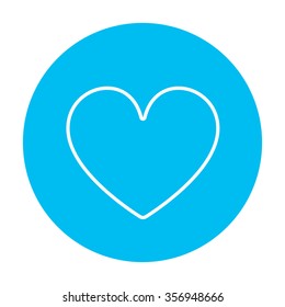 Herzmarkensymbol für Web-, Mobil- und Infografiken. Vektorweißes Symbol auf hellblauem Kreis, einzeln auf weißem Hintergrund.