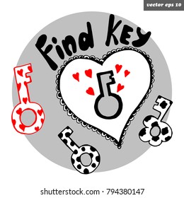 Heart sign. Locker with different shape keys. Vector illustration.