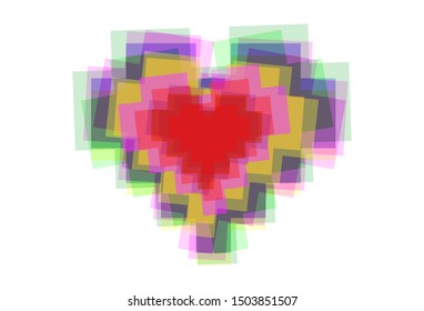 Heart as a sign of love with colorful isolated on white background.. Beautiful and stylish design for banner, background, card and social media. Nice pixel art in love sign heart shape
