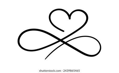 Heart sign of love is forever. Infinity Romantic. Symbol of connected people, join, passion and wedding. Template T-shirts, postcards, posters. Valentine's day element. Vector illustration isolated