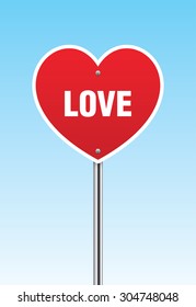 Heart sign, with "Love" quote. vector illustration