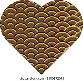 Heart as a sign of love with traditional colourful Japanese pattern on background