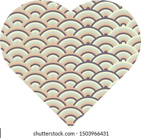 Heart as a sign of love with traditional colourful Japanese pattern on background