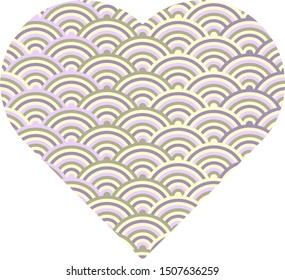 Heart as a sign of love with traditional colourful Japanese pattern on background