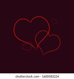 Heart sign on a dark background. Design element for Valentine's Day. Ready for your design, postcards, banners. Vector illustration