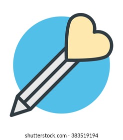 Heart Sign Pen Colored Vector Icon