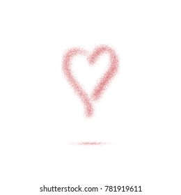 Heart sign with shadow made of red lines isolated on white background. Vector illustraton.