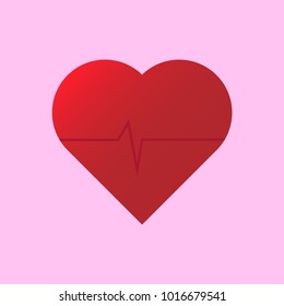 Heart sign / symbol in flat design with heart beat  - suite for Valentine's day , love , couple, wedding, sweet event or moment