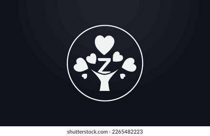 Heart sign tree. Heart symbol tree circle. Love tree logo symbol and happiness sign icon vector. Healthy heart logo and Valentine love
