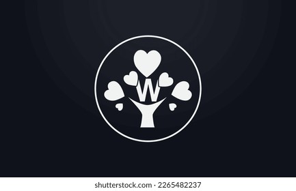 Heart sign tree. Heart symbol tree circle. Love tree logo symbol and happiness sign icon vector. Healthy heart logo and Valentine love