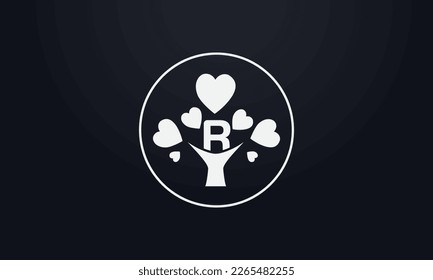 Heart sign tree. Heart symbol tree circle. Love tree logo symbol and happiness sign icon vector. Healthy heart logo and Valentine love