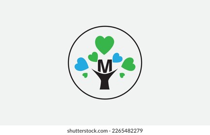 Heart sign tree. Heart symbol tree circle. Love tree logo symbol and happiness sign icon vector. Healthy heart logo and Valentine love