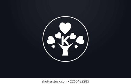 Heart sign tree. Heart symbol tree circle. Love tree logo symbol and happiness sign icon vector. Healthy heart logo and Valentine love