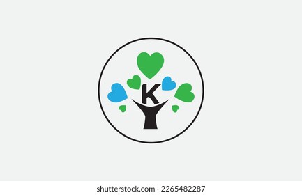 Heart sign tree. Heart symbol tree circle. Love tree logo symbol and happiness sign icon vector. Healthy heart logo and Valentine love