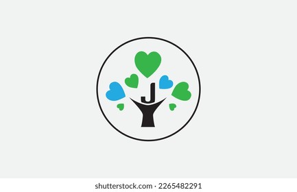 Heart sign tree. Heart symbol tree circle. Love tree logo symbol and happiness sign icon vector. Healthy heart logo and Valentine love