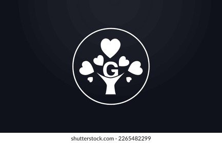 Heart sign tree. Heart symbol tree circle. Love tree logo symbol and happiness sign icon vector. Healthy heart logo and Valentine love