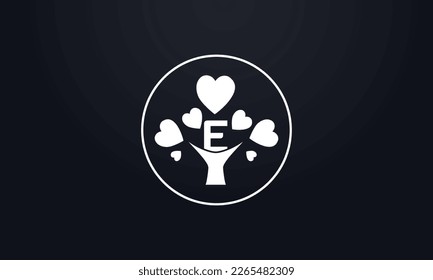 Heart sign tree. Heart symbol tree circle. Love tree logo symbol and happiness sign icon vector. Healthy heart logo and Valentine love