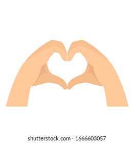 heart sign with two hands. Isolated vector illustration