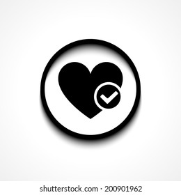 Heart Sign Web Icon With Check Mark Glyph. Vector Illustration Design Element Eps10