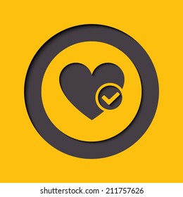 Heart sign web icon with check mark glyph. Vector illustration design element eps10