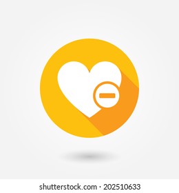Heart sign web icon with minus glyph. Vector illustration design element eps10