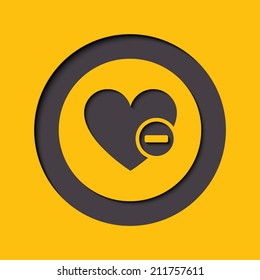 Heart sign web icon with minus glyph. Vector illustration design element eps10 