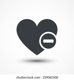 Heart sign web icon with minus symbol. Vector illustration design element eps10