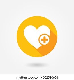 Heart sign web icon with plus glyph. Vector illustration design element eps10