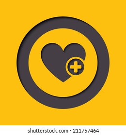 Heart sign web icon with plus glyph. Vector illustration design element eps10