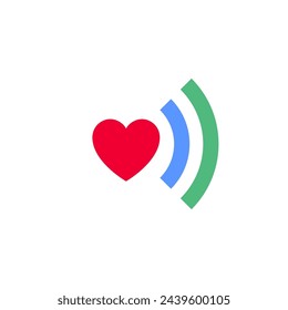 Heart signal icon or wi fi symbol, holiday sign designed for celebration, vector trendy modern style.